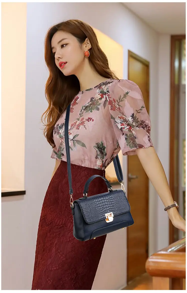 Black Croc Leather Crossbody Bag for Women — feature 23