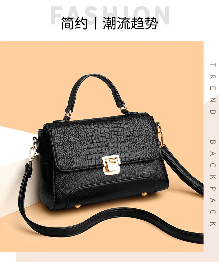 Black Croc Leather Crossbody Bag for Women — feature 5