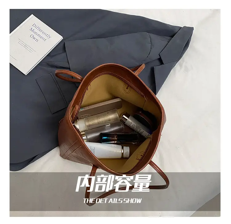 Women's Large Capacity Tan Shoulder Bag 2024 Winter Commute — feature 3