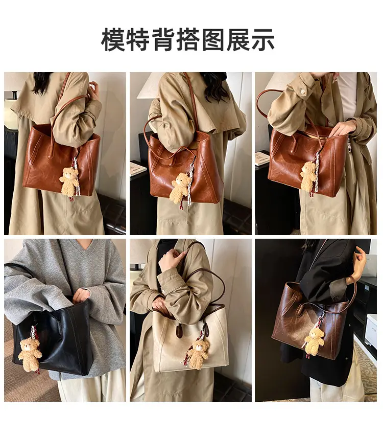 Women's Large Capacity Tan Shoulder Bag 2024 Winter Commute — feature 7