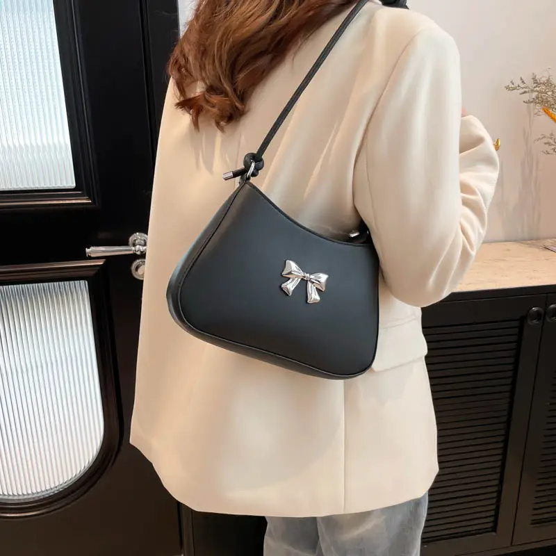 Black Knotted Shoulder Crossbody Bag for Women 2024 - Image 10