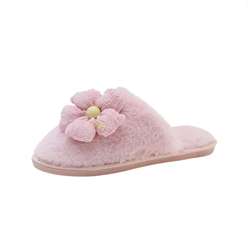 Foreign trade Baotou cute flower ladies plush slippers warm fluffy slippers sweet wind home cotton slippers wholesale