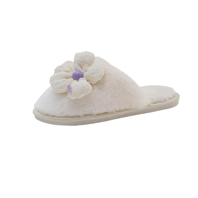 Foreign trade Baotou cute flower ladies plush slippers warm fluffy slippers sweet wind home cotton slippers wholesale — feature 36