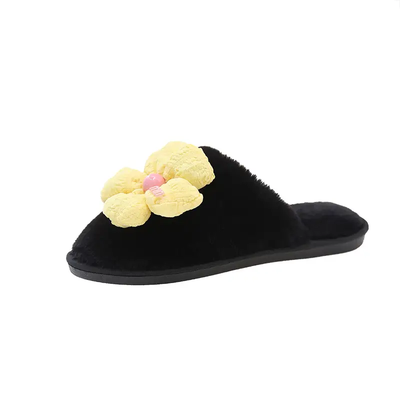Foreign trade Baotou cute flower ladies plush slippers warm fluffy slippers sweet wind home cotton slippers wholesale — feature 37