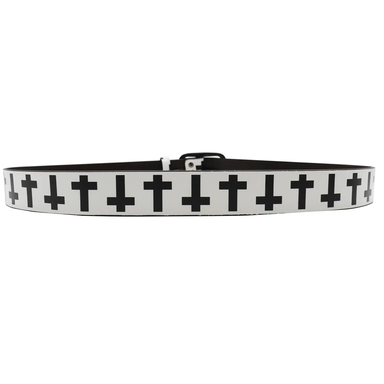 Vintage Black Cross Print Belt for Men — feature 18