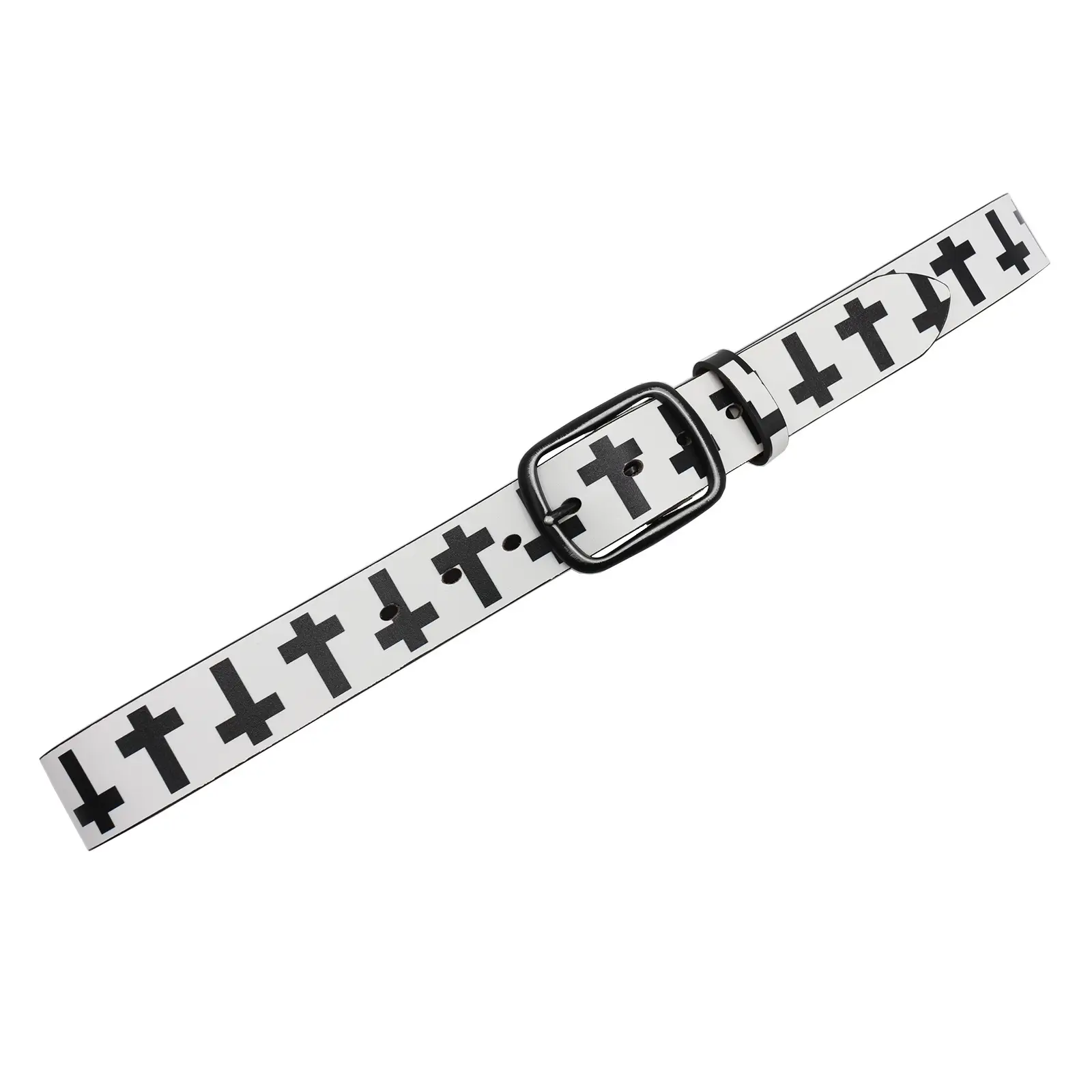 Vintage Black Cross Print Belt for Men — feature 20
