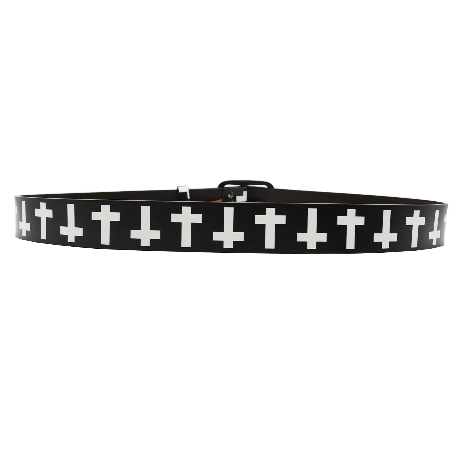 Vintage Black Cross Print Belt for Men — feature 8