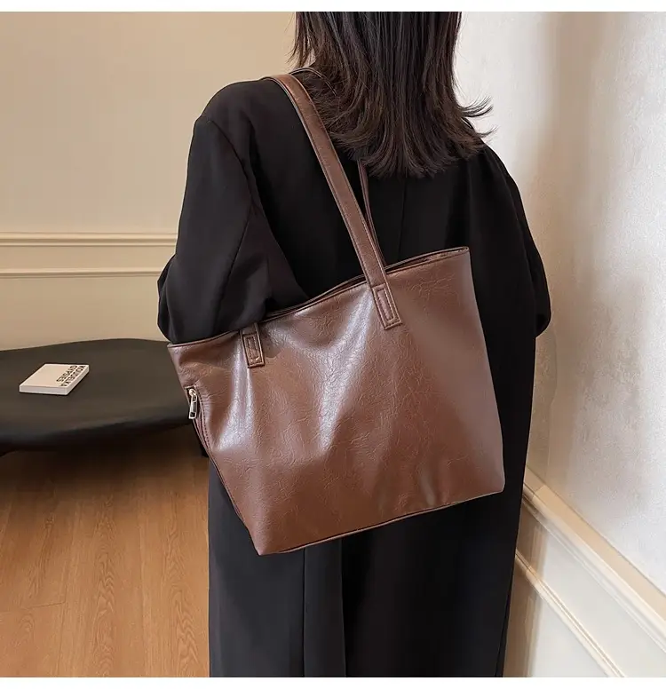 Large Capacity Solid Beige Tote Bag for Women — feature 10