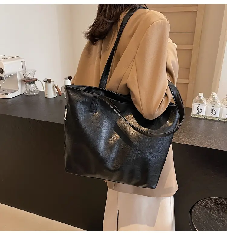 Large Capacity Solid Beige Tote Bag for Women — feature 13