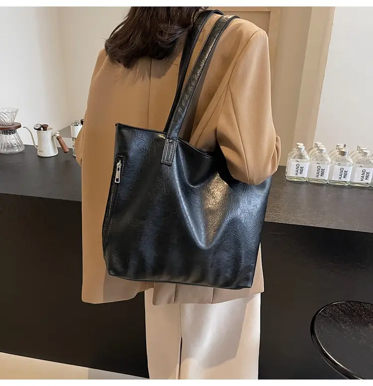 Large Capacity Solid Beige Tote Bag for Women — feature 14