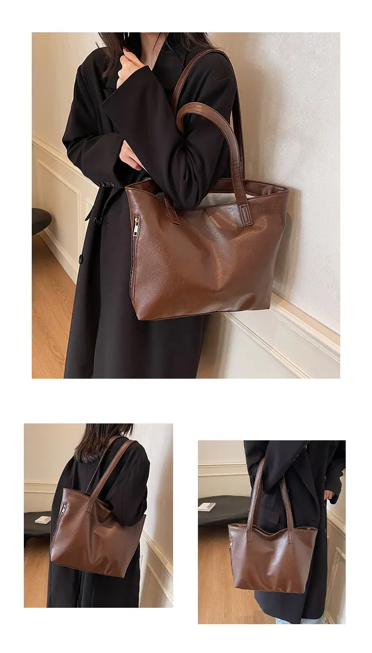 Large Capacity Solid Beige Tote Bag for Women — feature 17