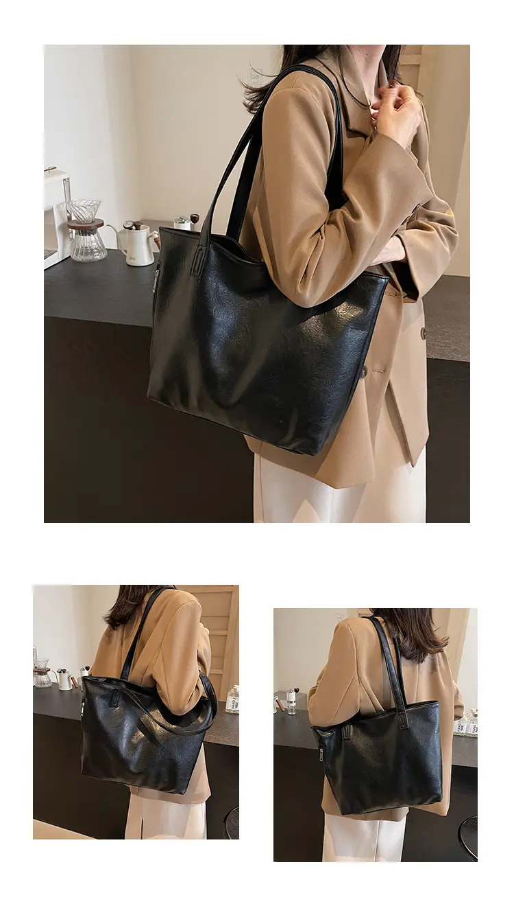 Large Capacity Solid Beige Tote Bag for Women — feature 18