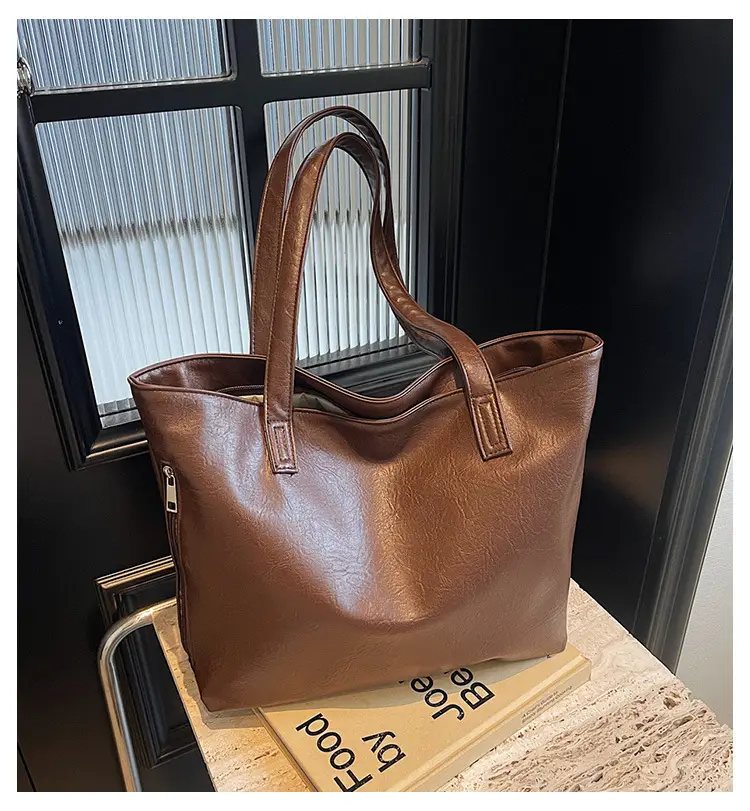 Large Capacity Solid Beige Tote Bag for Women — feature 2
