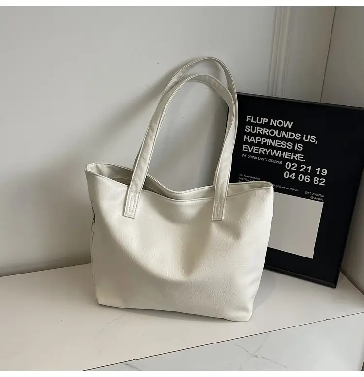 Large Capacity Solid Beige Tote Bag for Women — feature 30