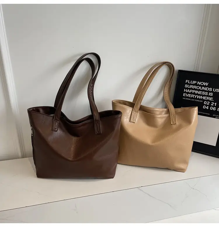 Large Capacity Solid Beige Tote Bag for Women — feature 31