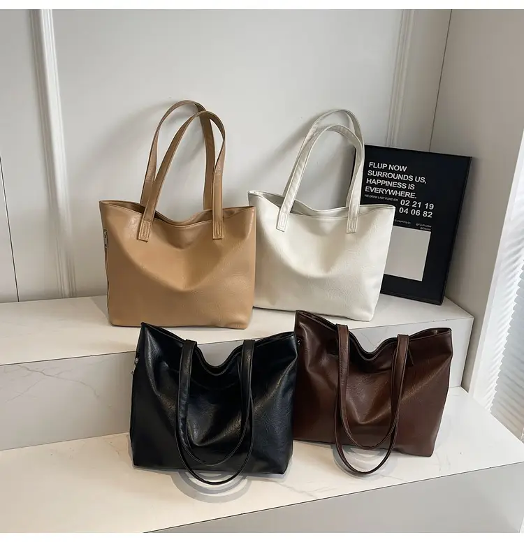 Large Capacity Solid Beige Tote Bag for Women — feature 32