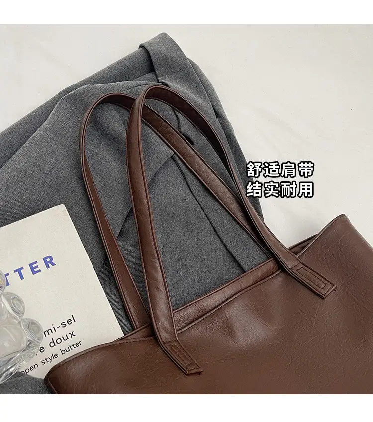 Large Capacity Solid Beige Tote Bag for Women — feature 5