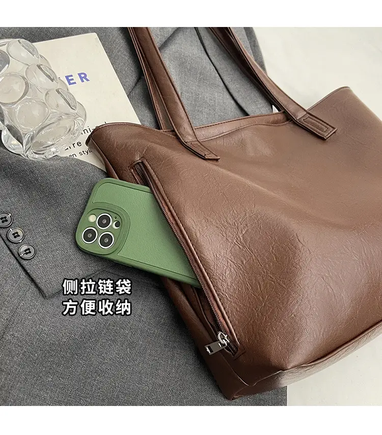 Large Capacity Solid Beige Tote Bag for Women — feature 6