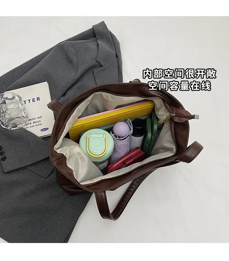 Large Capacity Solid Beige Tote Bag for Women — feature 8