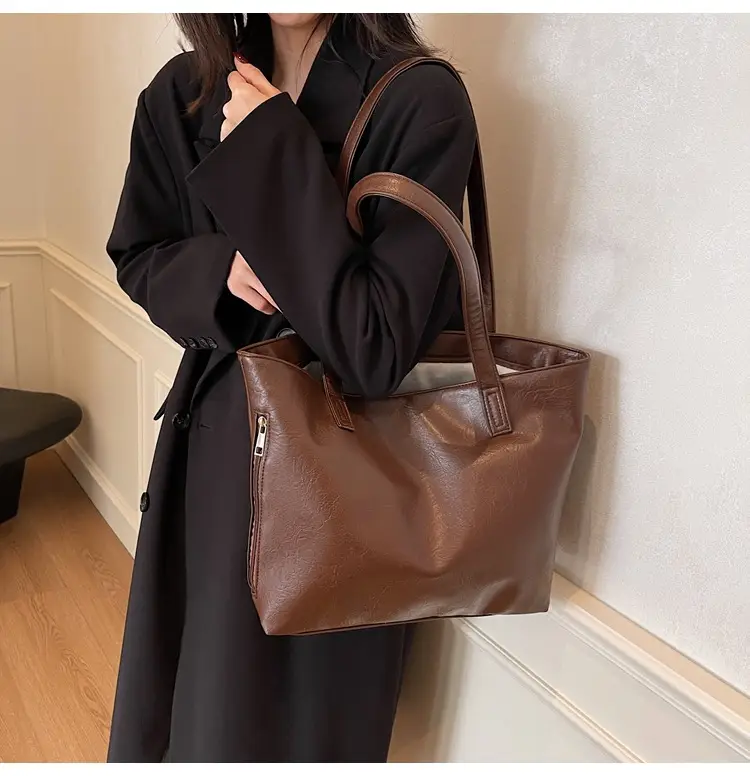 Large Capacity Solid Beige Tote Bag for Women — feature 9