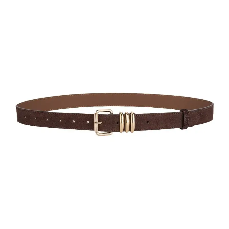 Women's Matte Leather Belt Blue Brown Adjustable - Image 17