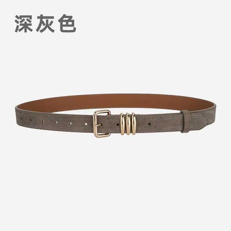 Women's Matte Leather Belt Blue Brown Adjustable - Image 11