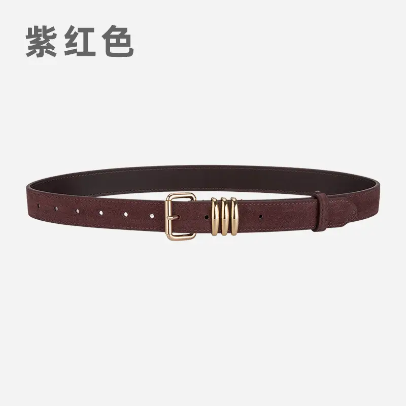 Women's Matte Leather Belt Blue Brown Adjustable - Image 12
