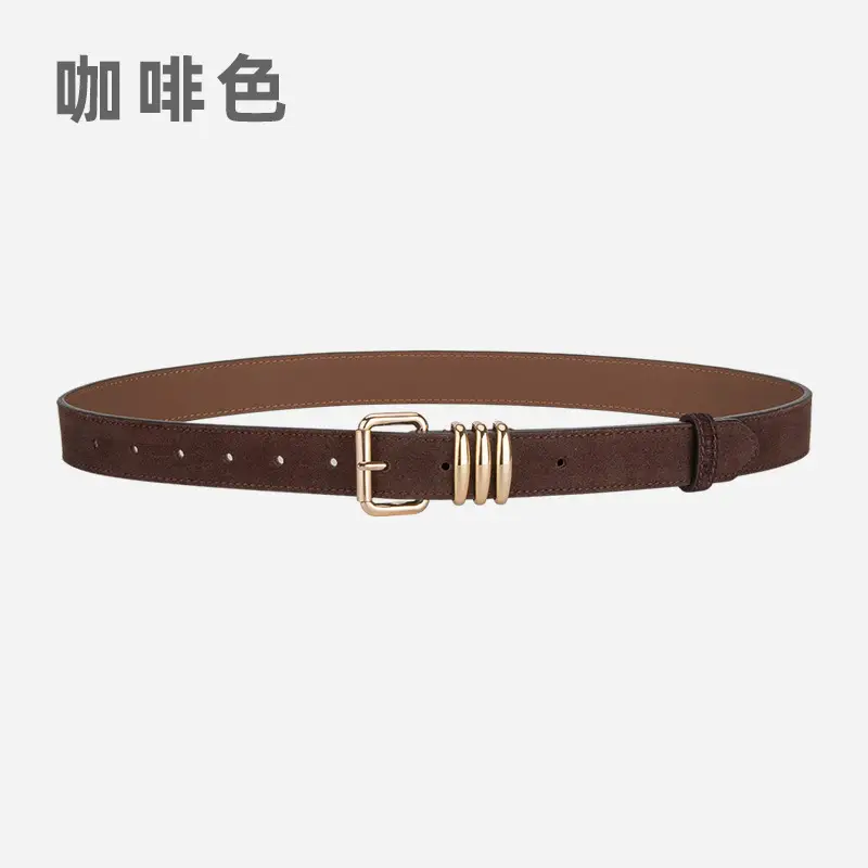 Women's Matte Leather Belt Blue Brown Adjustable - Image 6