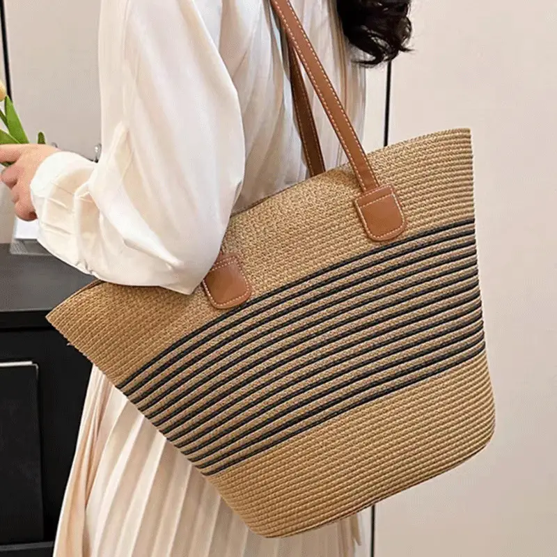 Summer Straw Tote Bag Large Capacity Woven Handbag - Image 5