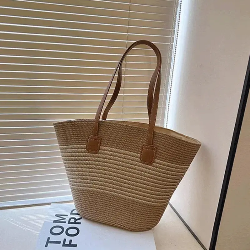 Summer Straw Tote Bag Large Capacity Woven Handbag - Image 6