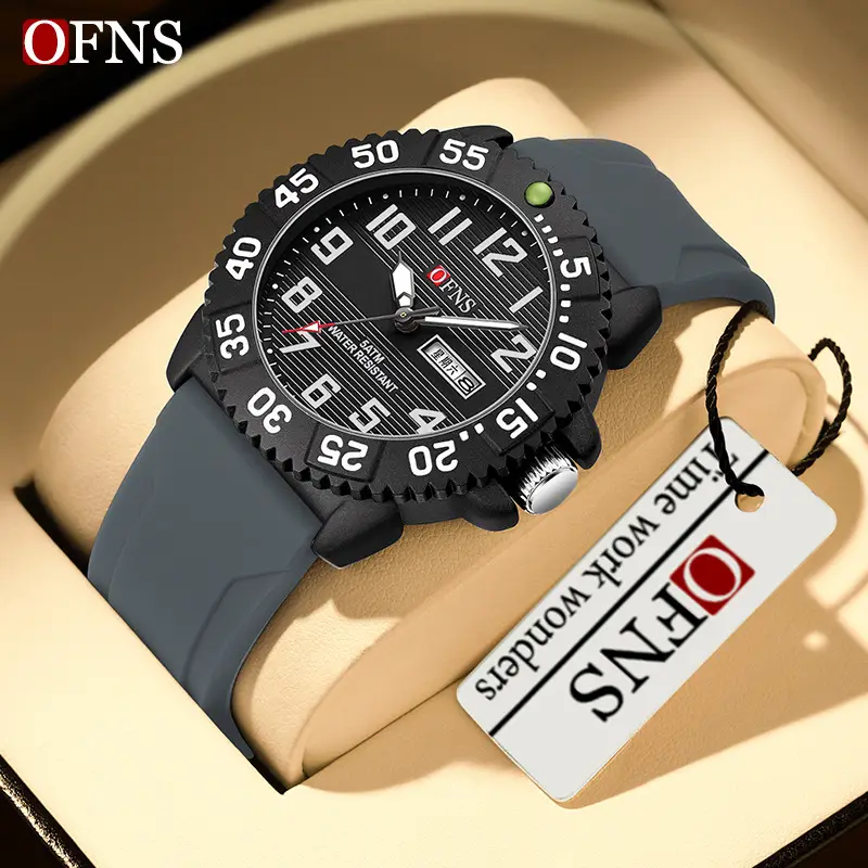 O'Fani Black Quartz Watch Men Waterproof Rotating Dial - Image 9
