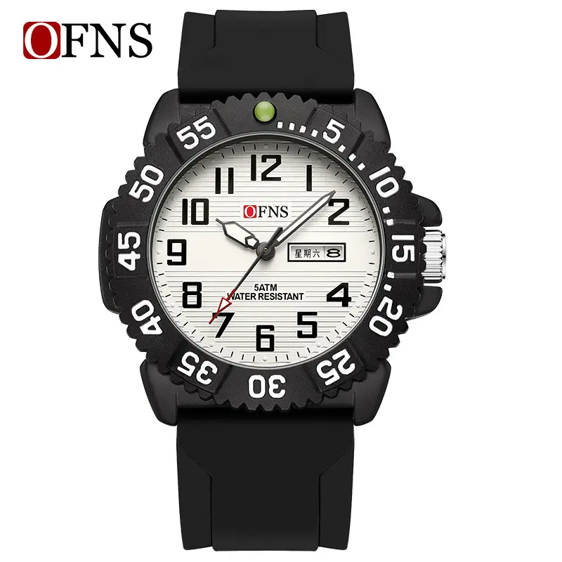 O'Fani Black Quartz Watch Men Waterproof Rotating Dial - Image 2