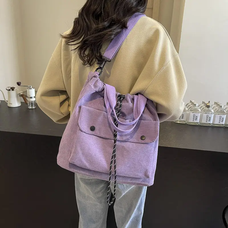 Purple Nylon Shoulder Bag for Women Autumn Winter College - Image 5