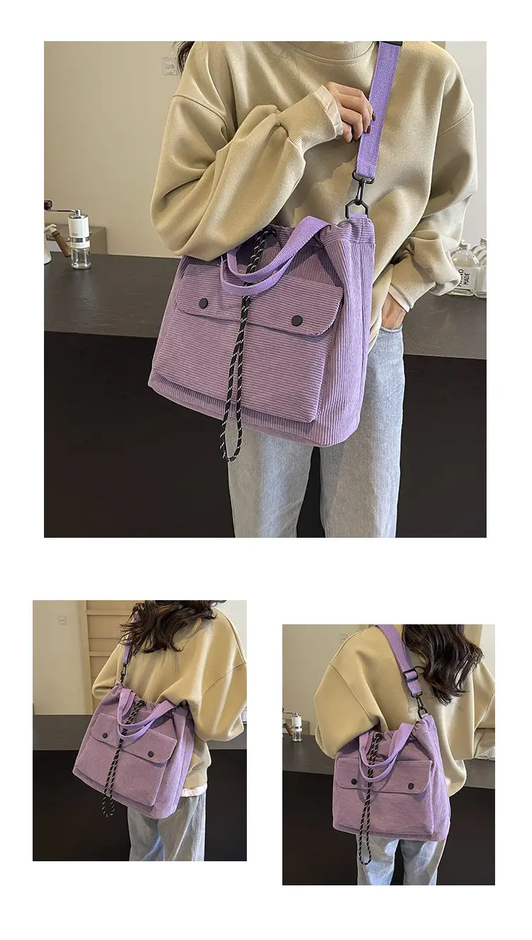 Purple Nylon Shoulder Bag for Women Autumn Winter College — feature 11