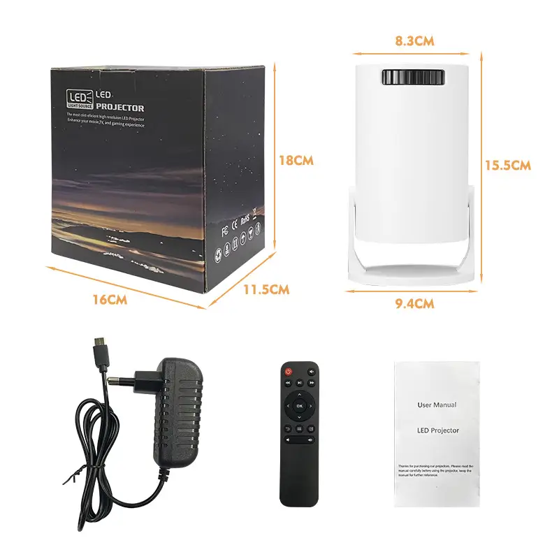 Hy300Mini Small Wired Mobile Phone Screen Mirroring Portable Projector Tv Audio-Visual Digital Mini Screen Projection Device