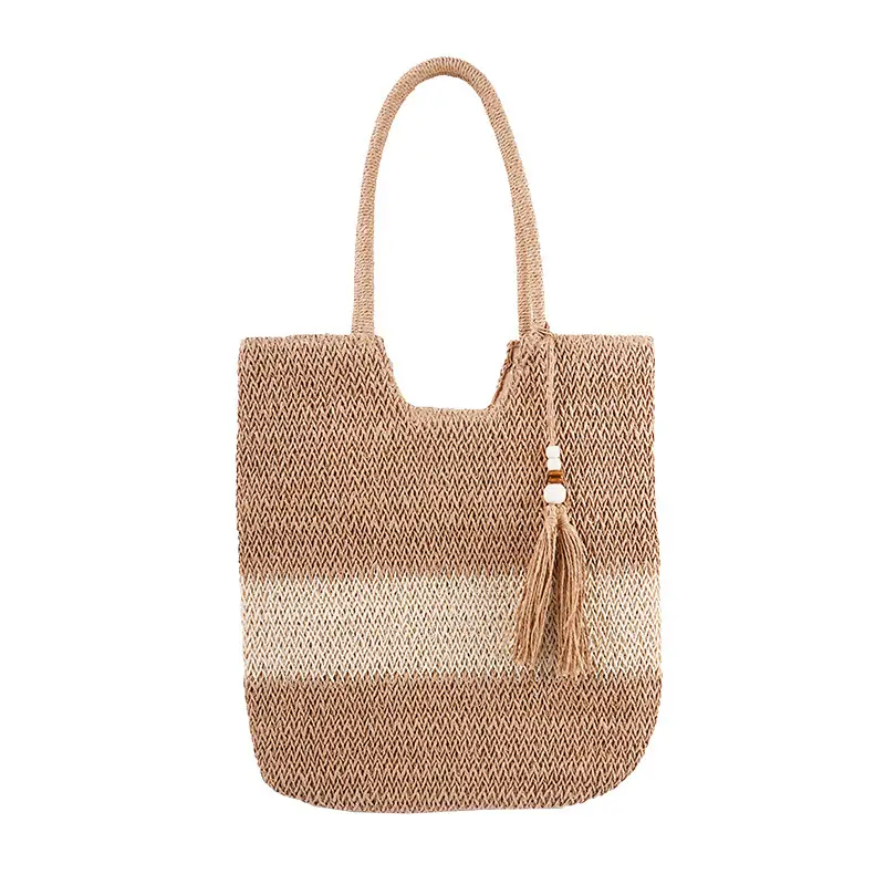Straw Tassel Tote Bag Large Capacity Lightweight Beach Bag - Image 7