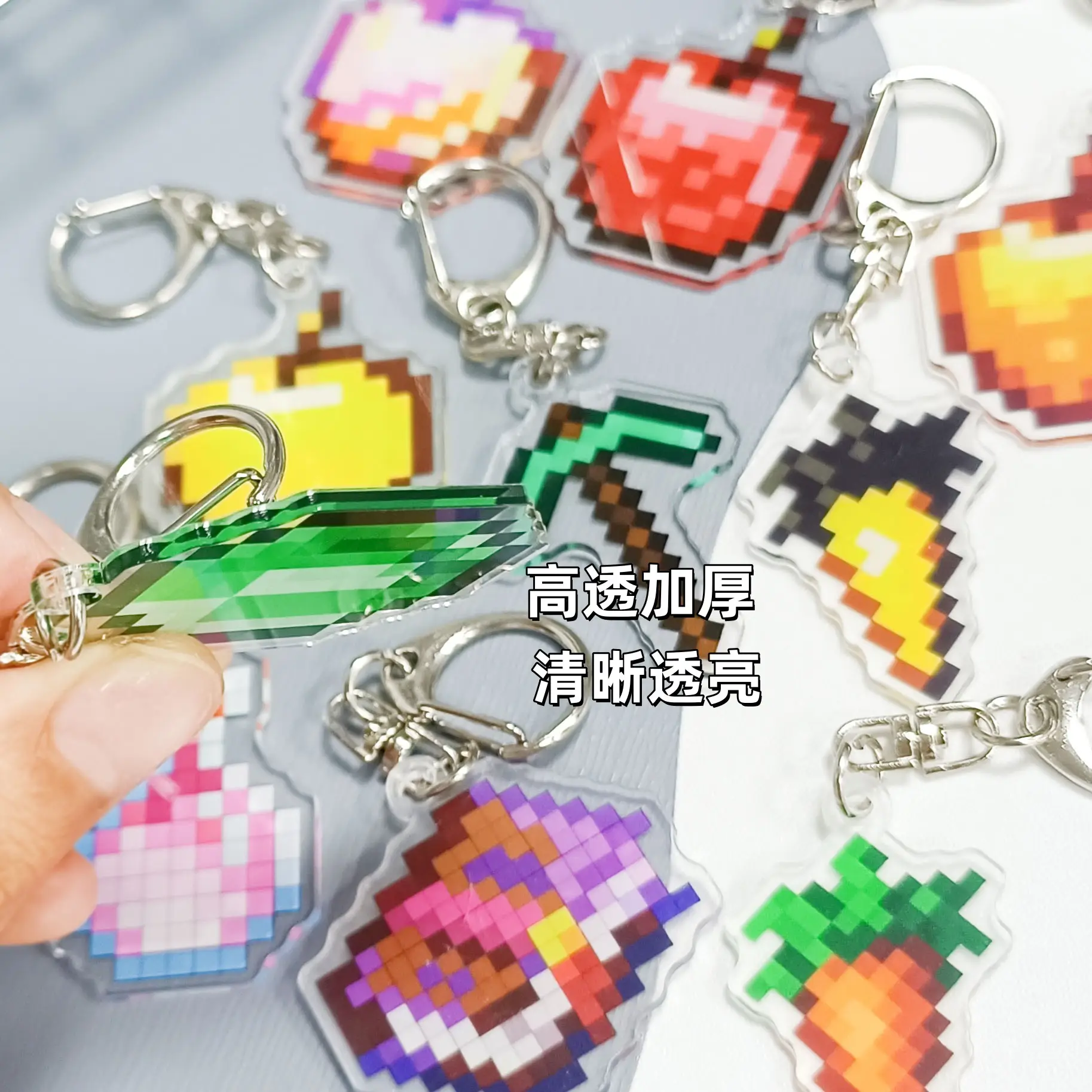 Minecraft My World Pixel Keychain Set Undead Totem Golden Apple - Image 19