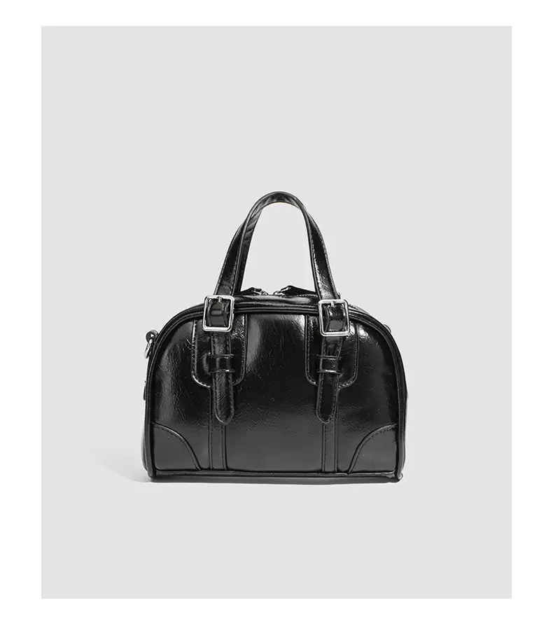 Women's Retro Style Shoulder Bag Black Square Design — feature 13
