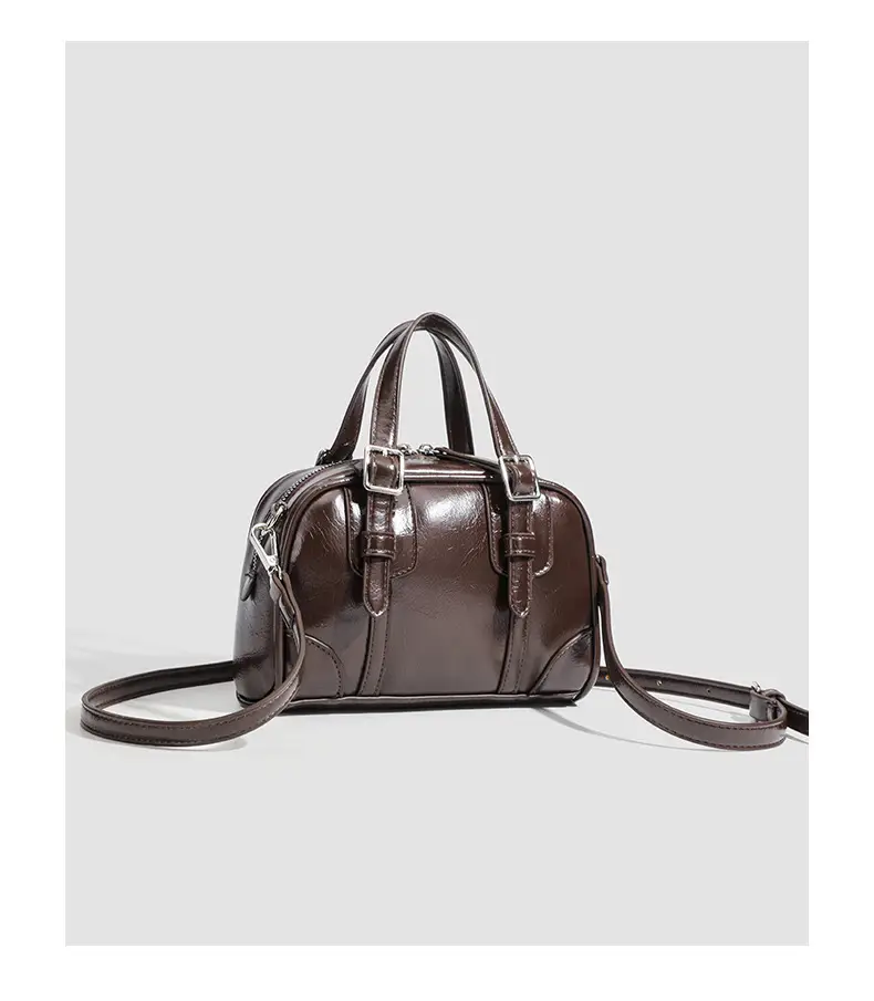 Women's Retro Style Shoulder Bag Black Square Design — feature 15