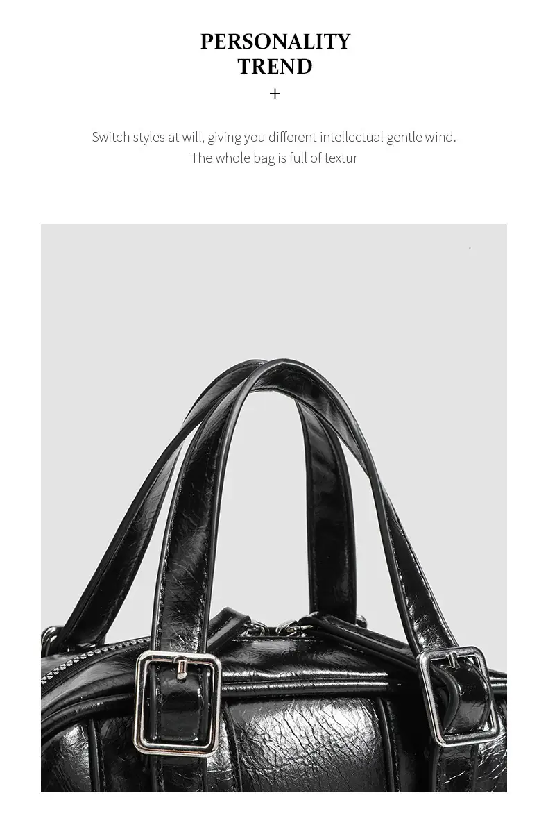 Women's Retro Style Shoulder Bag Black Square Design — feature 16