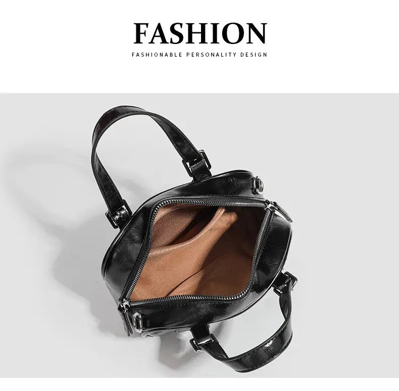 Women's Retro Style Shoulder Bag Black Square Design — feature 3