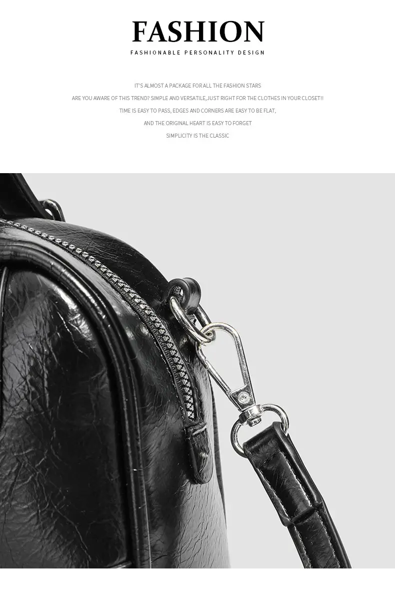 Women's Retro Style Shoulder Bag Black Square Design — feature 6