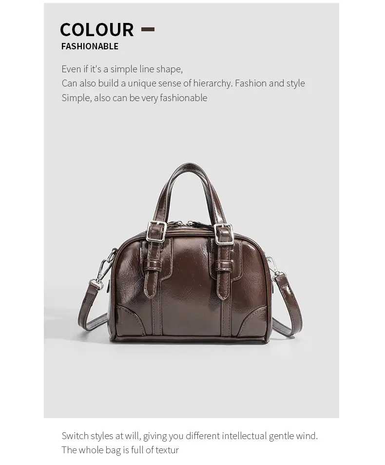 Women's Retro Style Shoulder Bag Black Square Design — feature 8