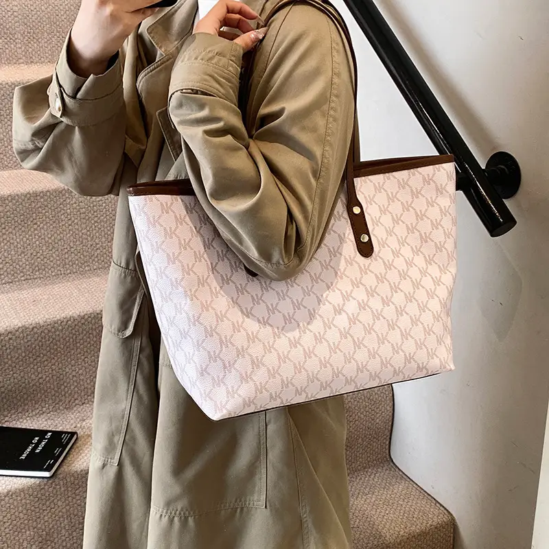 Women's 2025 Textured Shoulder Bag with Gold Plated Handles - Image 5