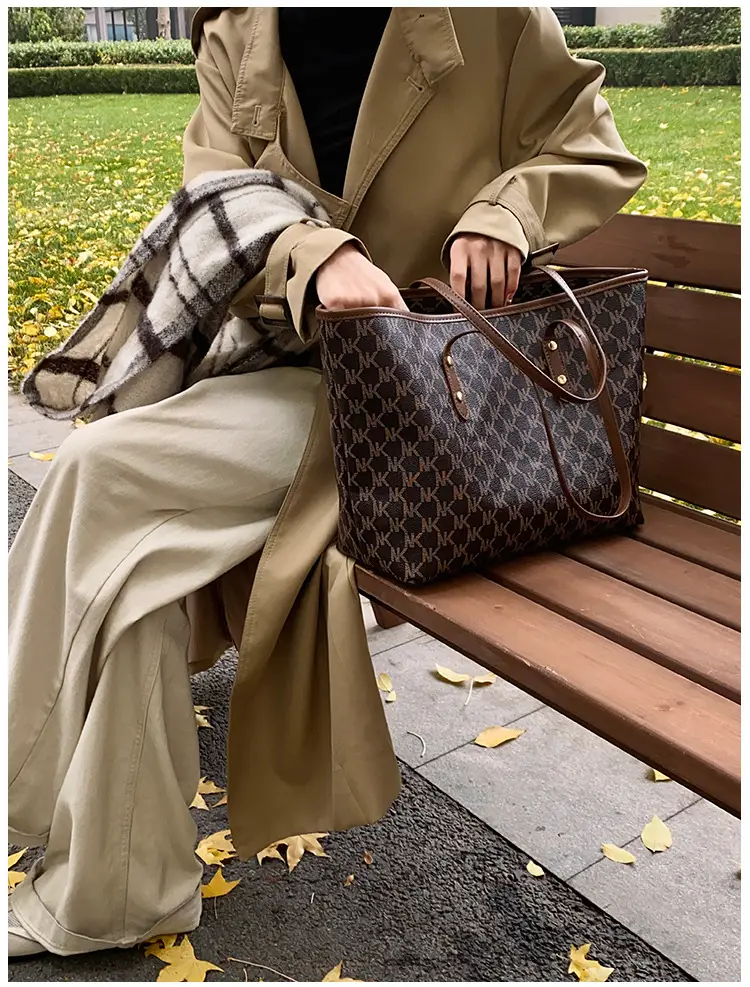 Women's 2025 Textured Shoulder Bag with Gold Plated Handles — feature 18