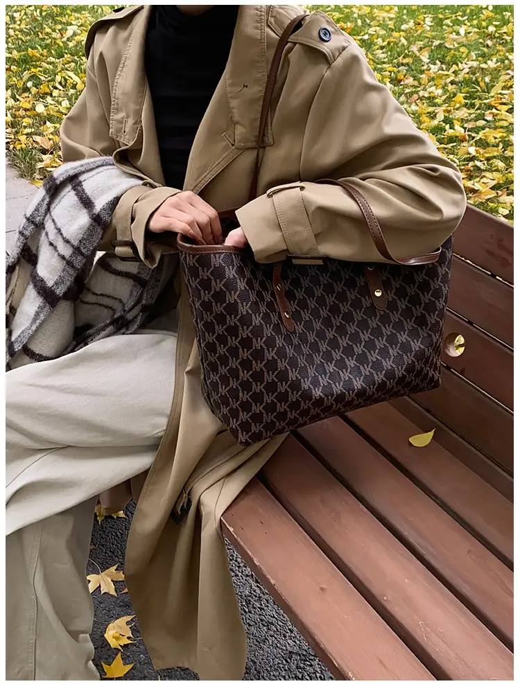 Women's 2025 Textured Shoulder Bag with Gold Plated Handles — feature 22