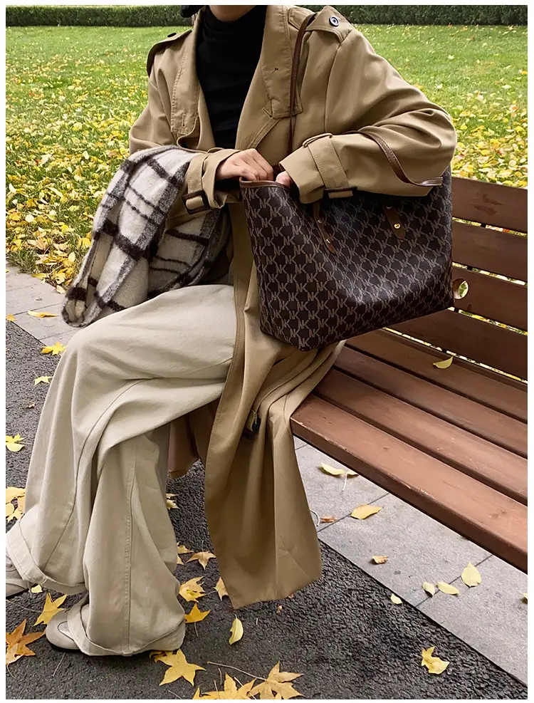 Women's 2025 Textured Shoulder Bag with Gold Plated Handles — feature 23