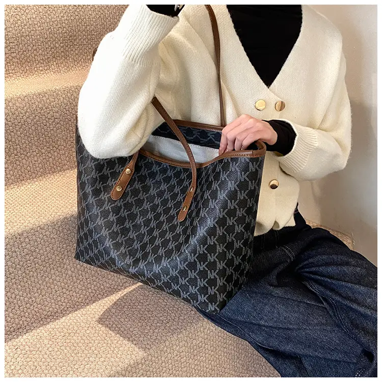 Women's 2025 Textured Shoulder Bag with Gold Plated Handles — feature 27