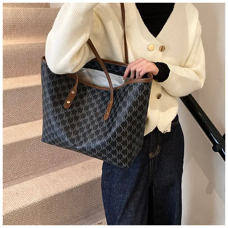 Women's 2025 Textured Shoulder Bag with Gold Plated Handles — feature 28