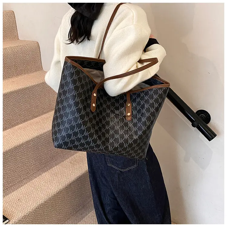 Women's 2025 Textured Shoulder Bag with Gold Plated Handles — feature 29
